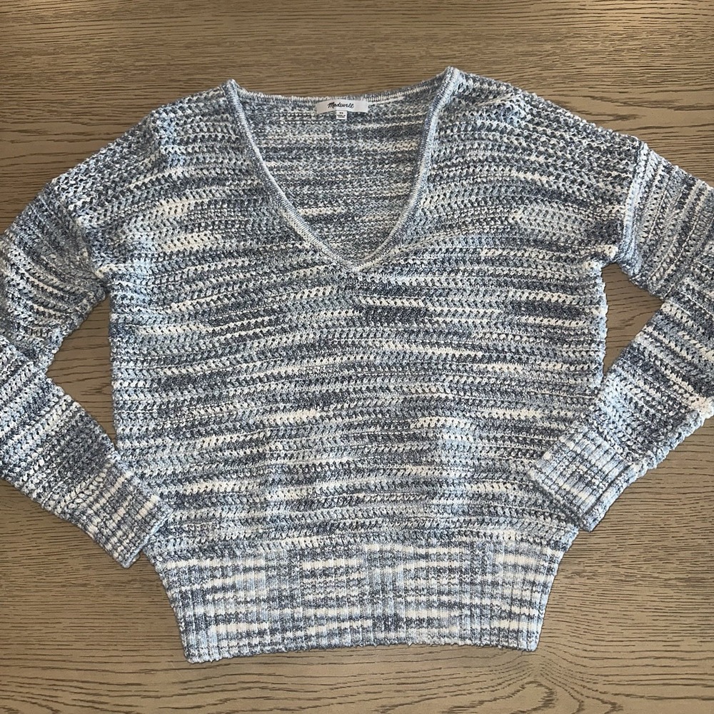 Madewell Southbrook Open Stitch Space Dye V-Neck Knit Pullover XS NF393